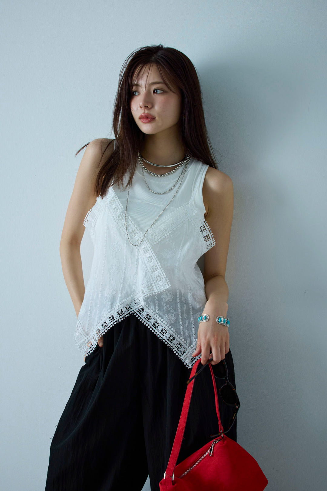 リブ切り替えタンクトップ