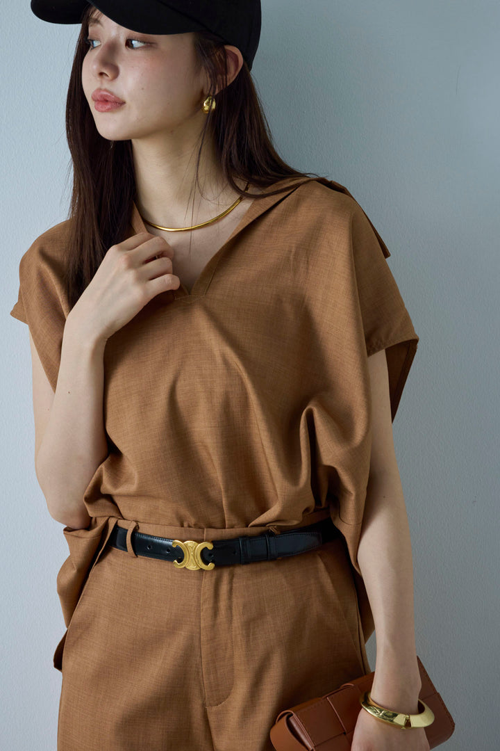 [予約/SET]スキッパーギャザーSH+カーブパンツ(2set)