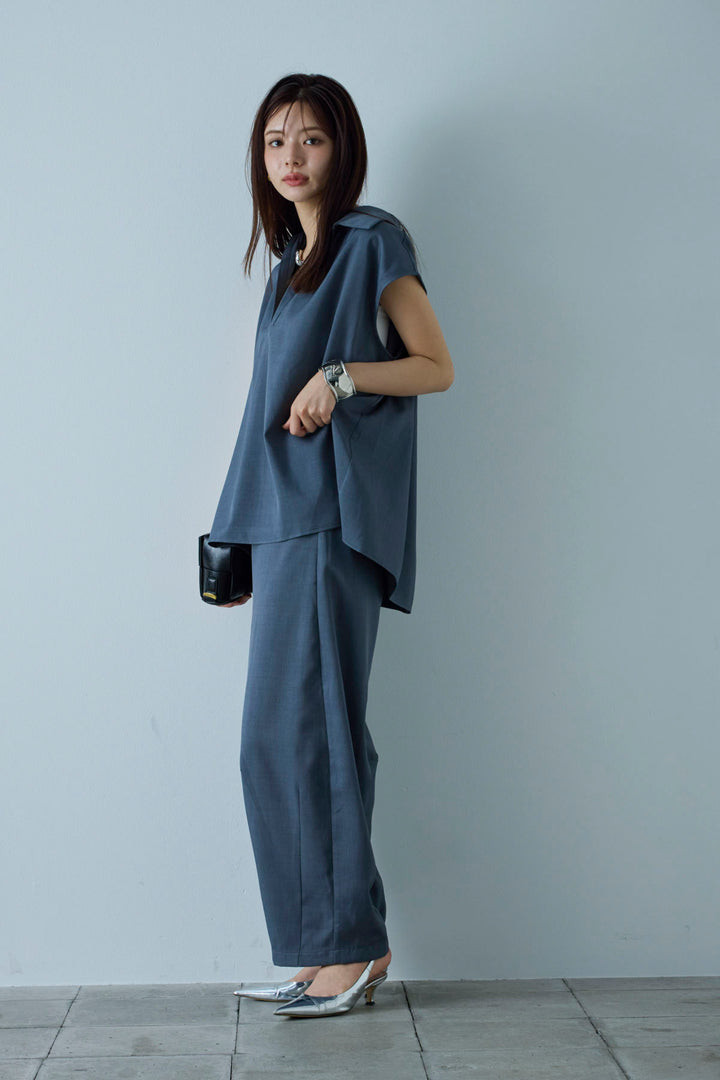 [予約/SET]スキッパーギャザーSH+カーブパンツ(2set)