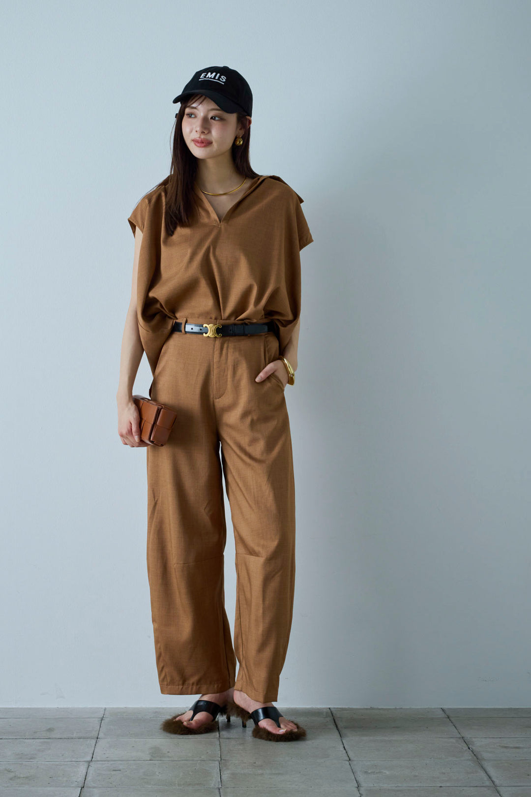 [予約/SET]スキッパーギャザーSH+カーブパンツ(2set)