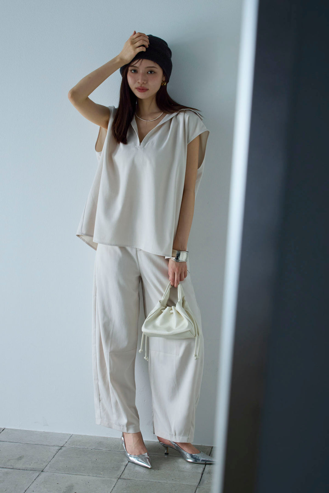 [予約/SET]スキッパーギャザーSH+カーブパンツ(2set)