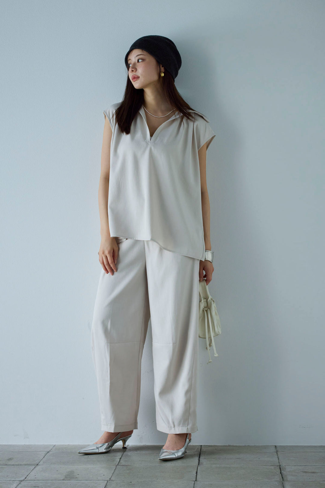 [予約/SET]スキッパーギャザーSH+カーブパンツ(2set)