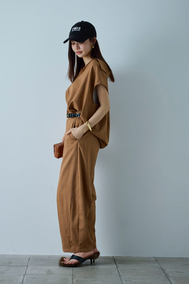 [予約/SET]スキッパーギャザーSH+カーブパンツ(2set)