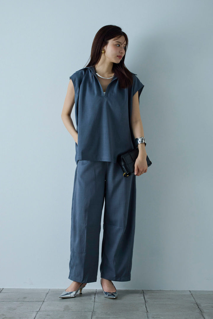 [予約/SET]スキッパーギャザーSH+カーブパンツ(2set)