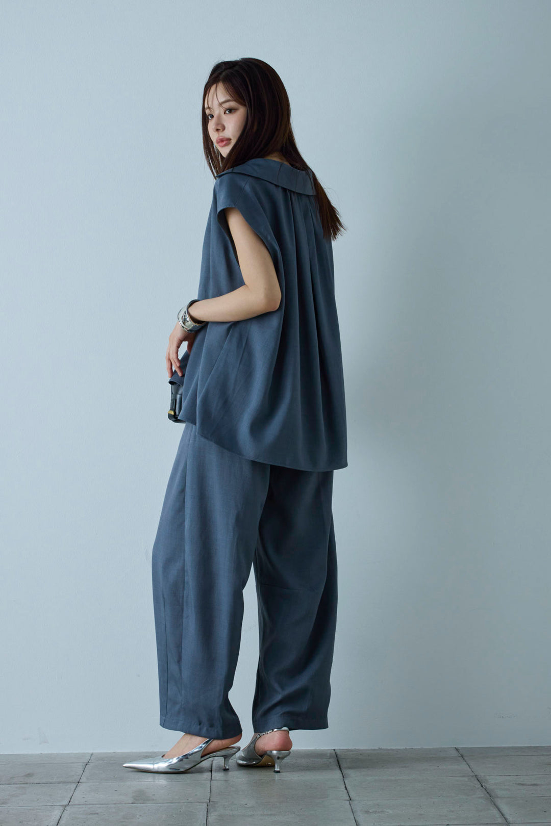 [予約/SET]スキッパーギャザーSH+カーブパンツ(2set)