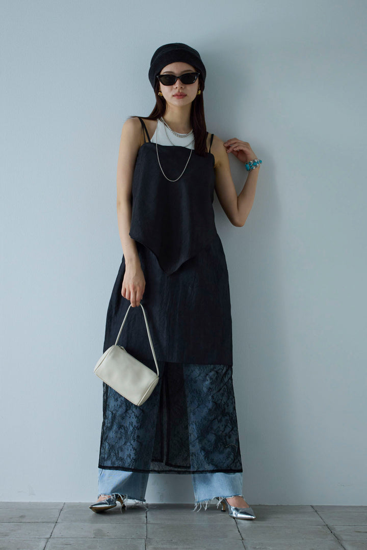 [予約/SET]スカーフ風バックリボンキャミソール+レース切り替えOP(2set)