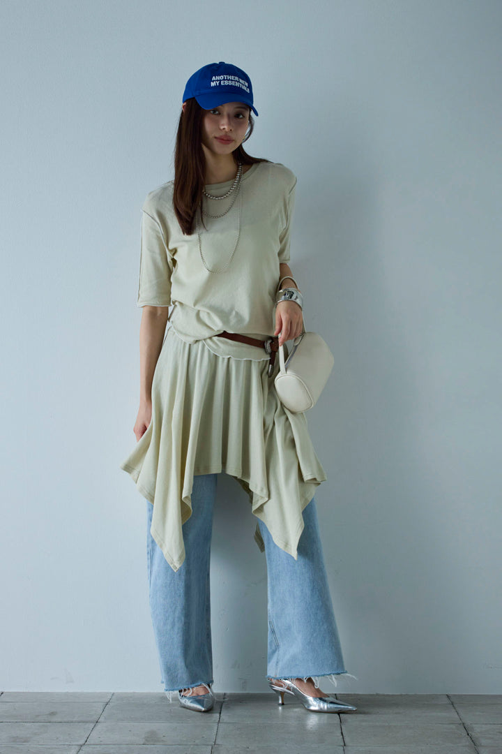 [予約/SET]パイピングラウンドヘムカットソー+レイヤードイレヘムSK(2set)