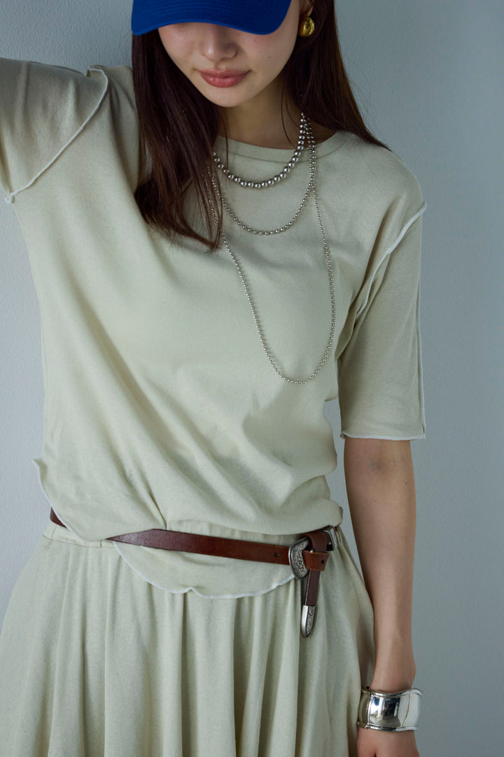 [予約/SET]パイピングラウンドヘムカットソー+レイヤードイレヘムSK(2set)