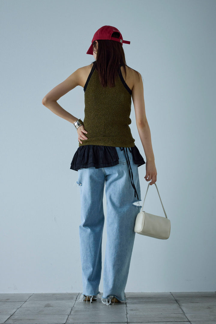 [予約/SET]ミニループアメスリタンク+サイドスラッシュデニム(2set)