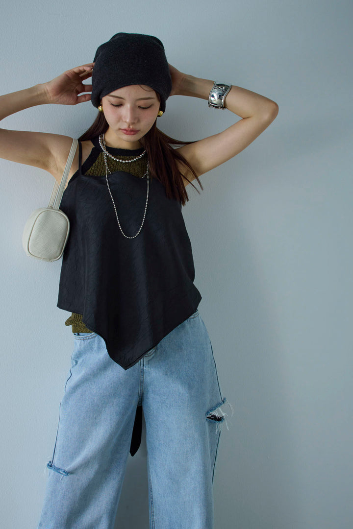 [予約/SET]ミニループアメスリタンク+スカーフ風バックリボンキャミソール(2set)