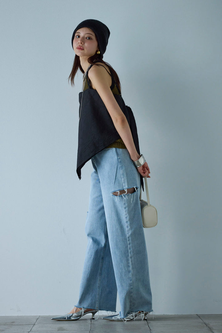 [予約/SET]ミニループアメスリタンク+スカーフ風バックリボンキャミソール(2set)