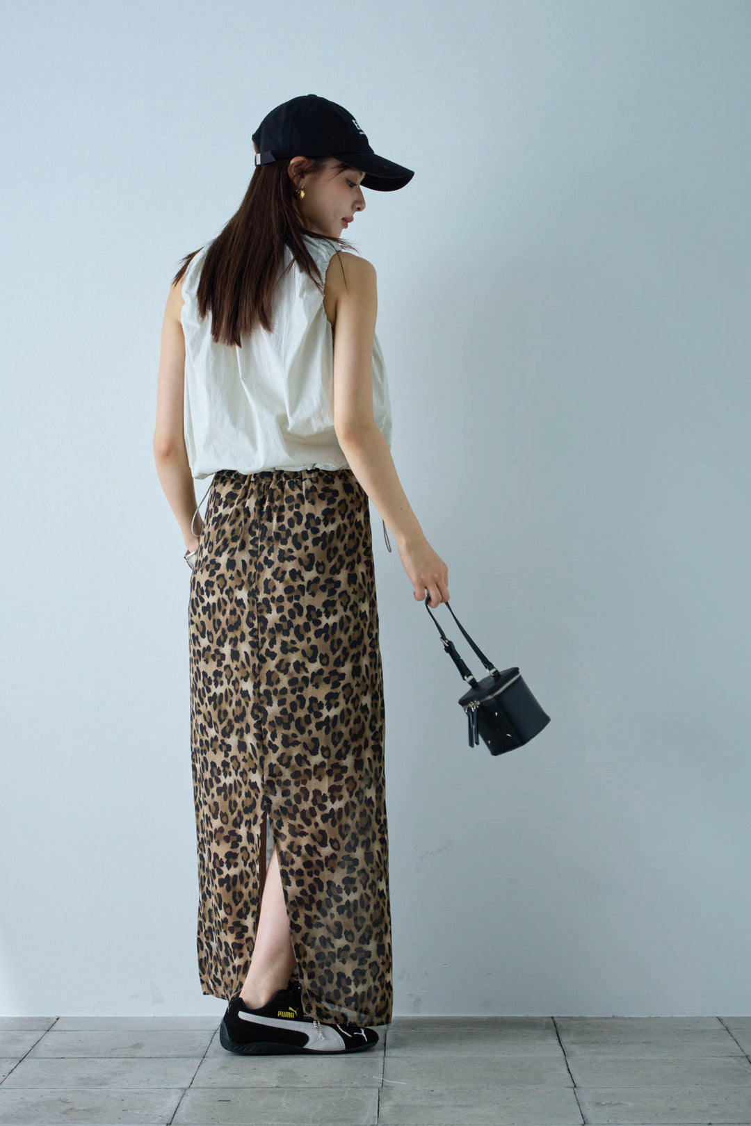 [予約/SET]C/Nタフタギャザークロップドベスト+レオパードシアースカート(2set)