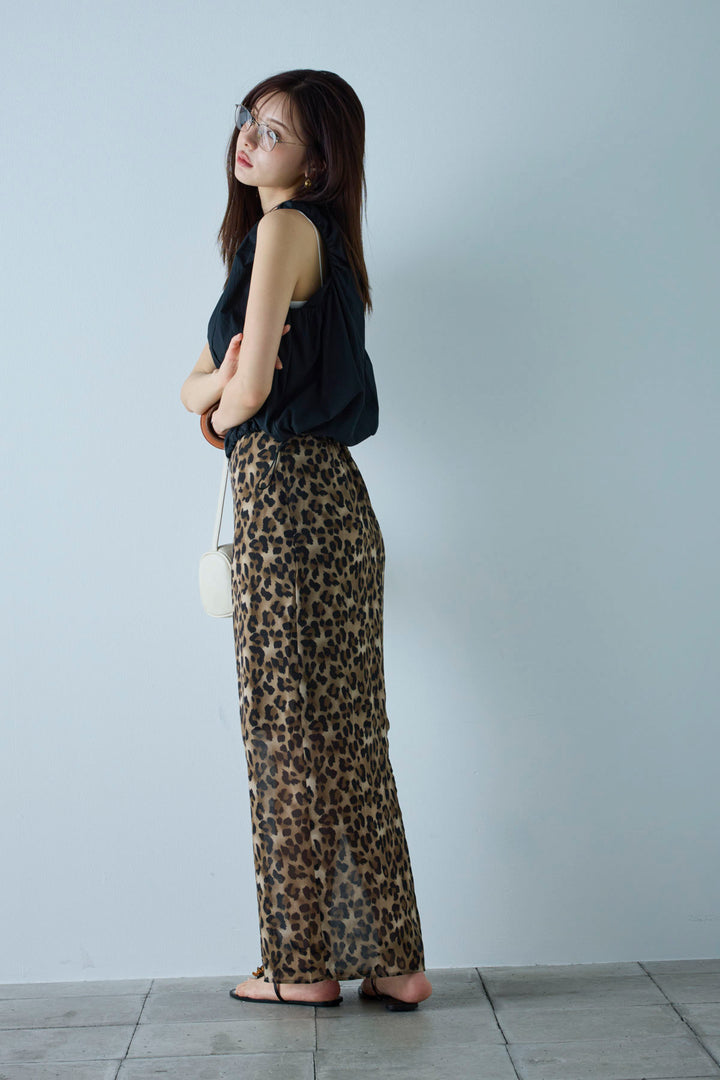 [予約/SET]C/Nタフタギャザークロップドベスト+レオパードシアースカート(2set)