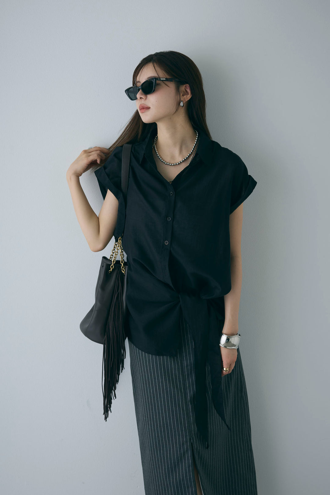 [予約]フロント巻きノースリーブシャツ