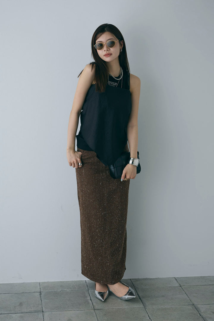 [予約/SET]リブロゴタンク+スカーフ風バックリボンキャミソール(2set)