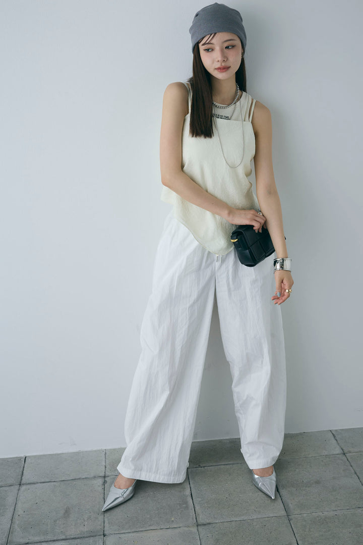 [予約/SET]リブロゴタンク+スカーフ風バックリボンキャミソール+裾ボタン絞りパンツ(3set)