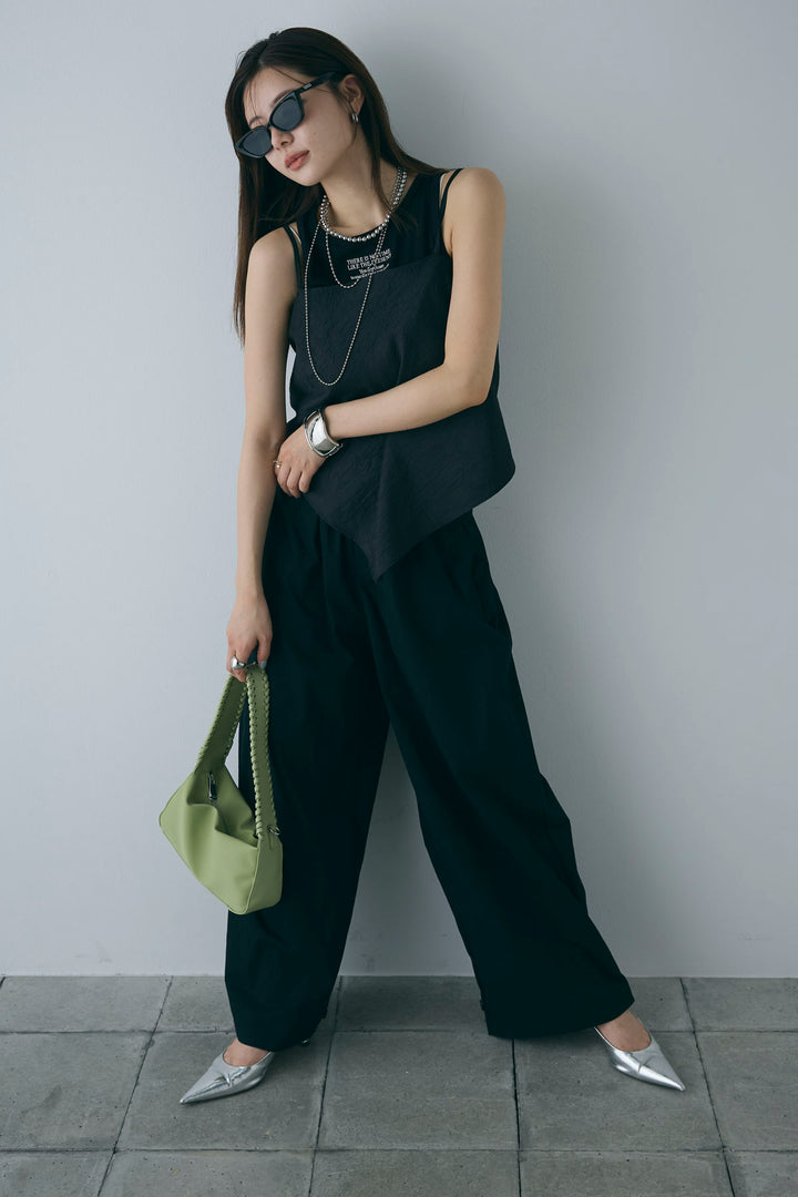 [予約/SET]スカーフ風バックリボンキャミソール+裾ボタン絞りパンツ(2set)