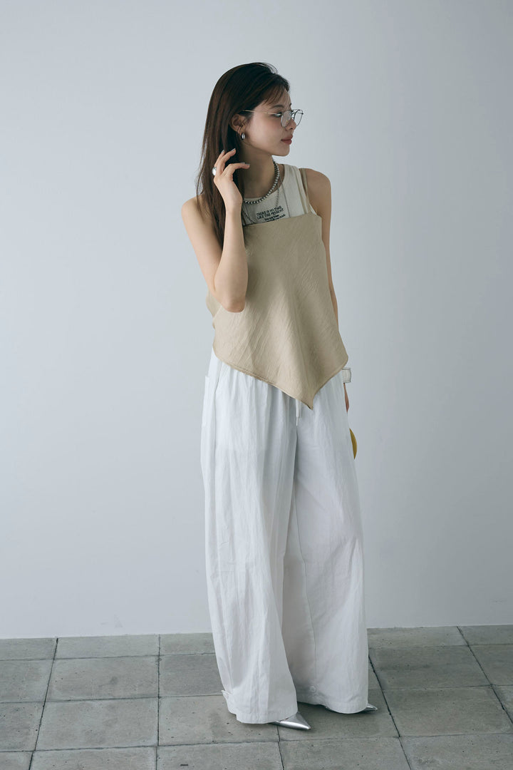 [予約/SET]スカーフ風バックリボンキャミソール+裾ボタン絞りパンツ(2set)