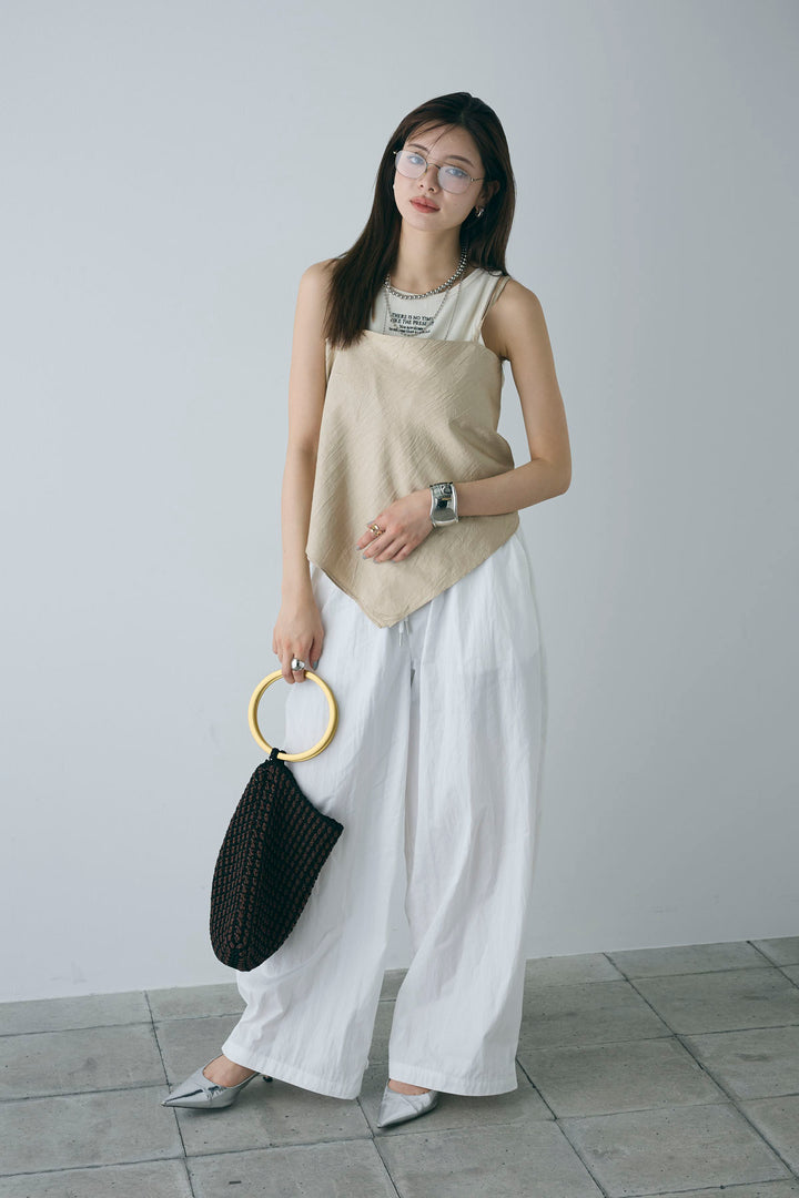 [予約/SET]スカーフ風バックリボンキャミソール+裾ボタン絞りパンツ(2set)