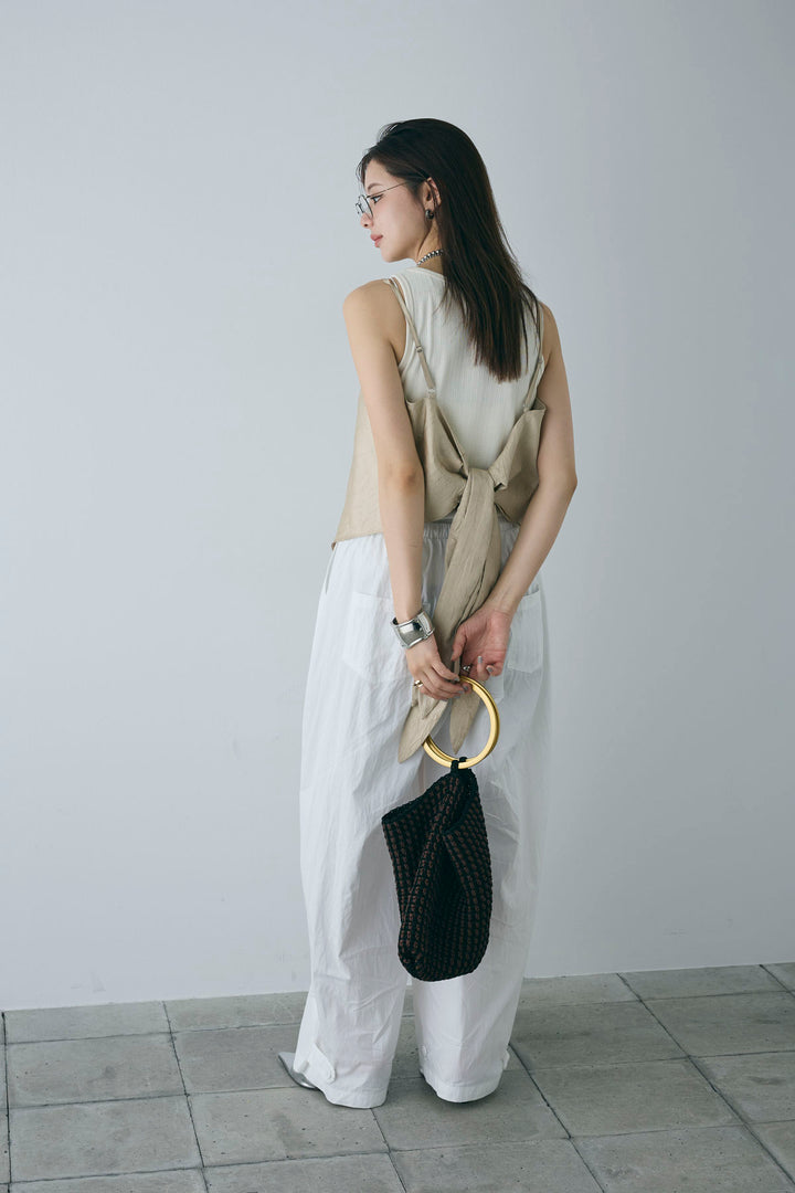 [予約/SET]スカーフ風バックリボンキャミソール+裾ボタン絞りパンツ(2set)