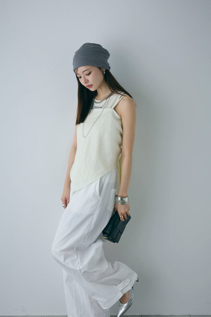 [予約/SET]スカーフ風バックリボンキャミソール+裾ボタン絞りパンツ(2set)