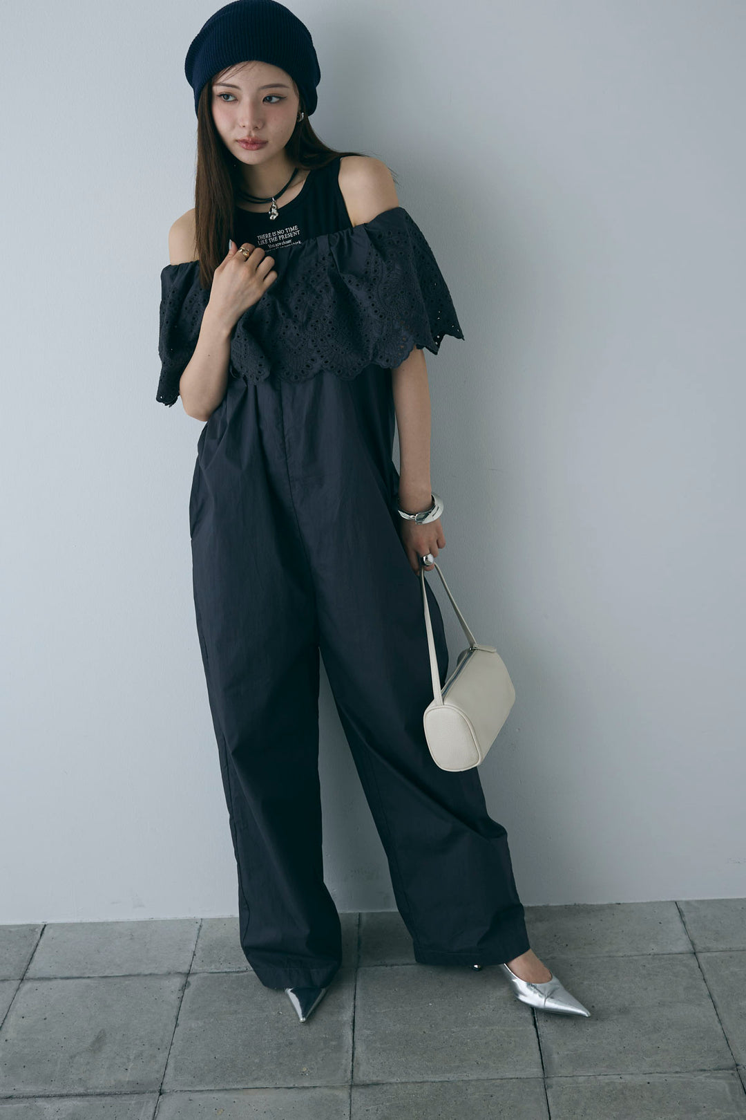 [予約/SET]リブロゴタンク+オフショルレースコンビネゾン(2set)