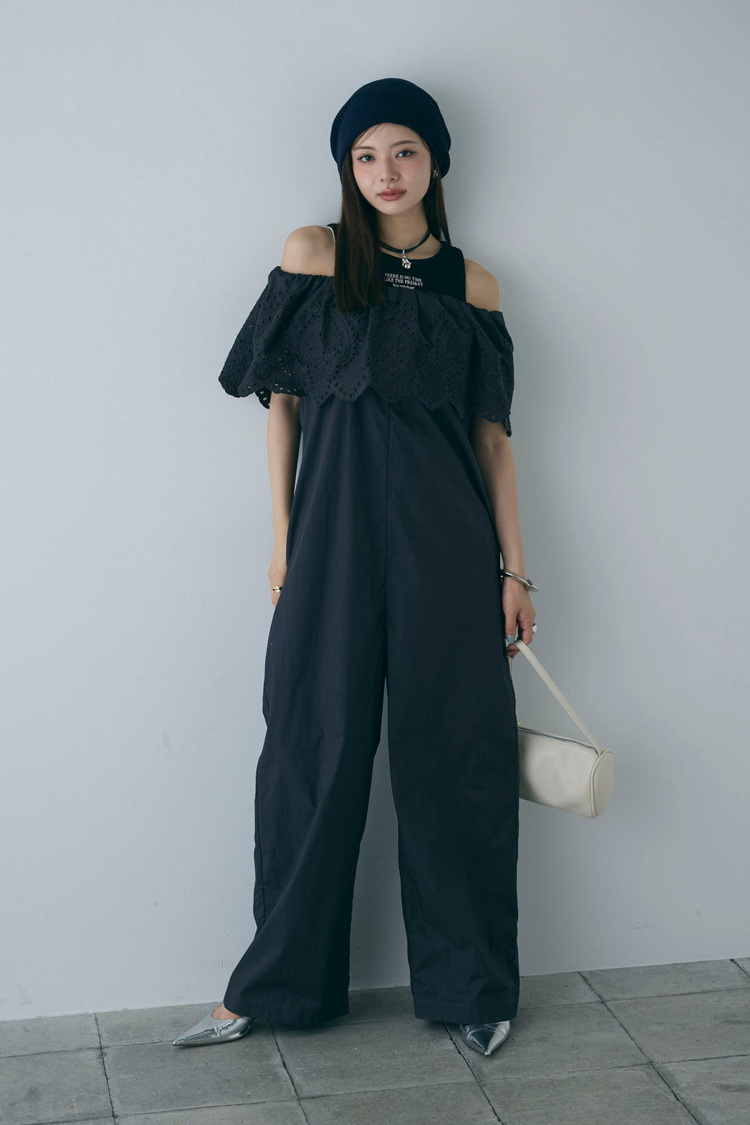 [予約/SET]リブロゴタンク+オフショルレースコンビネゾン(2set)