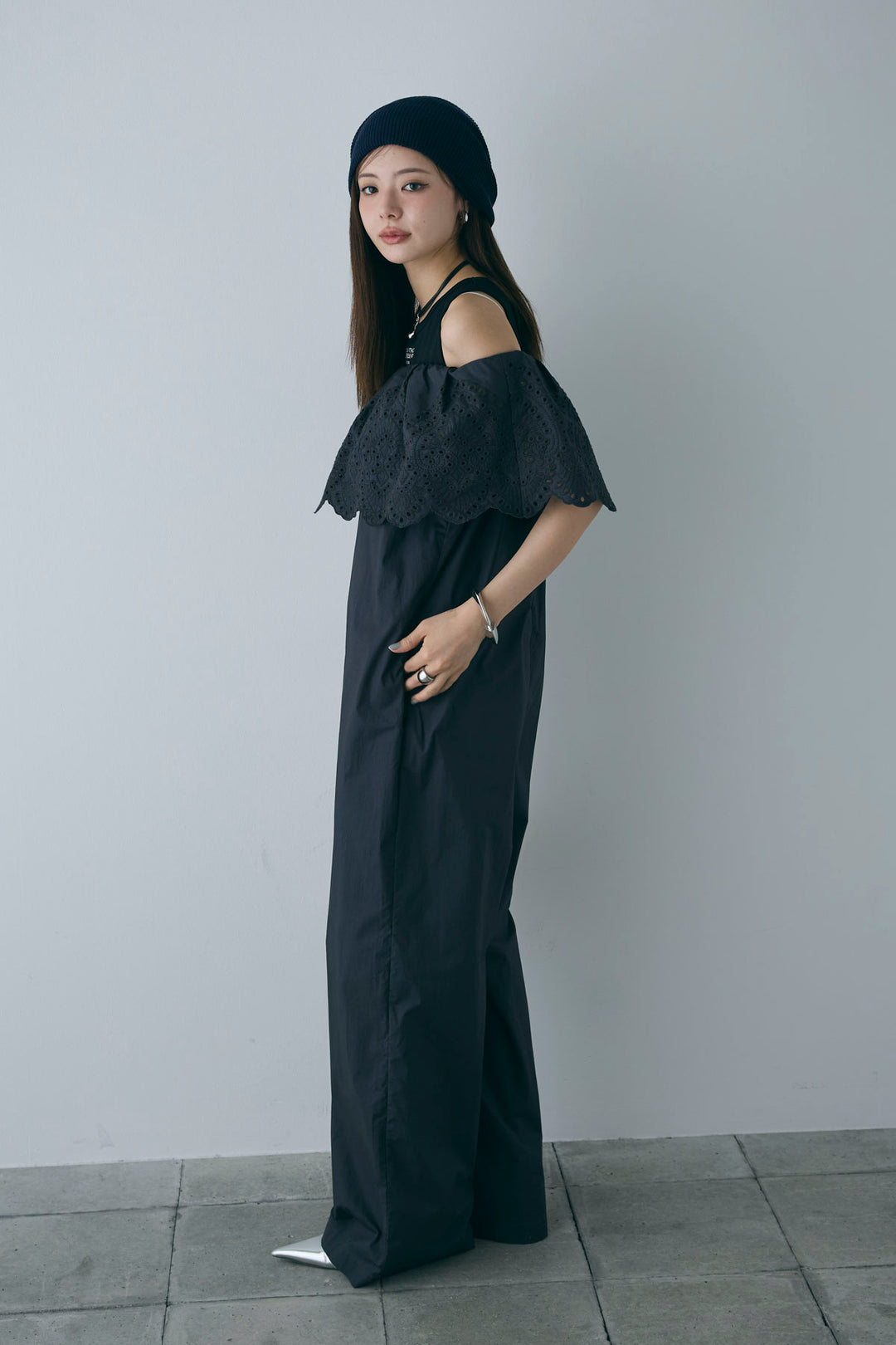 [予約/SET]リブロゴタンク+オフショルレースコンビネゾン(2set)