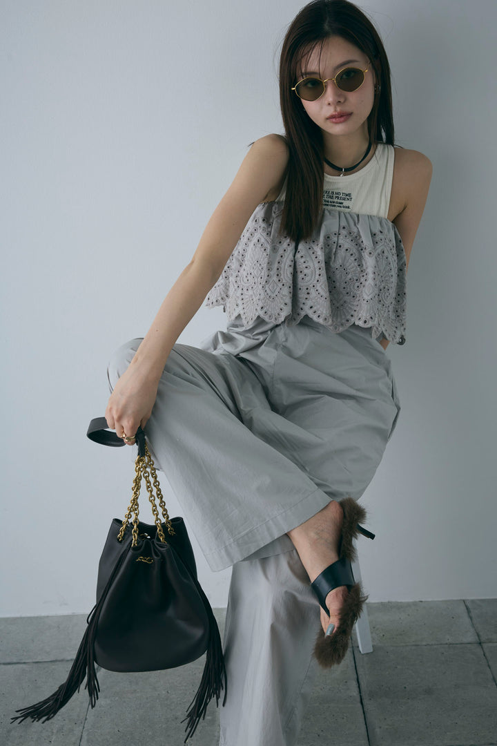 [予約/SET]リブロゴタンク+オフショルレースコンビネゾン(2set)