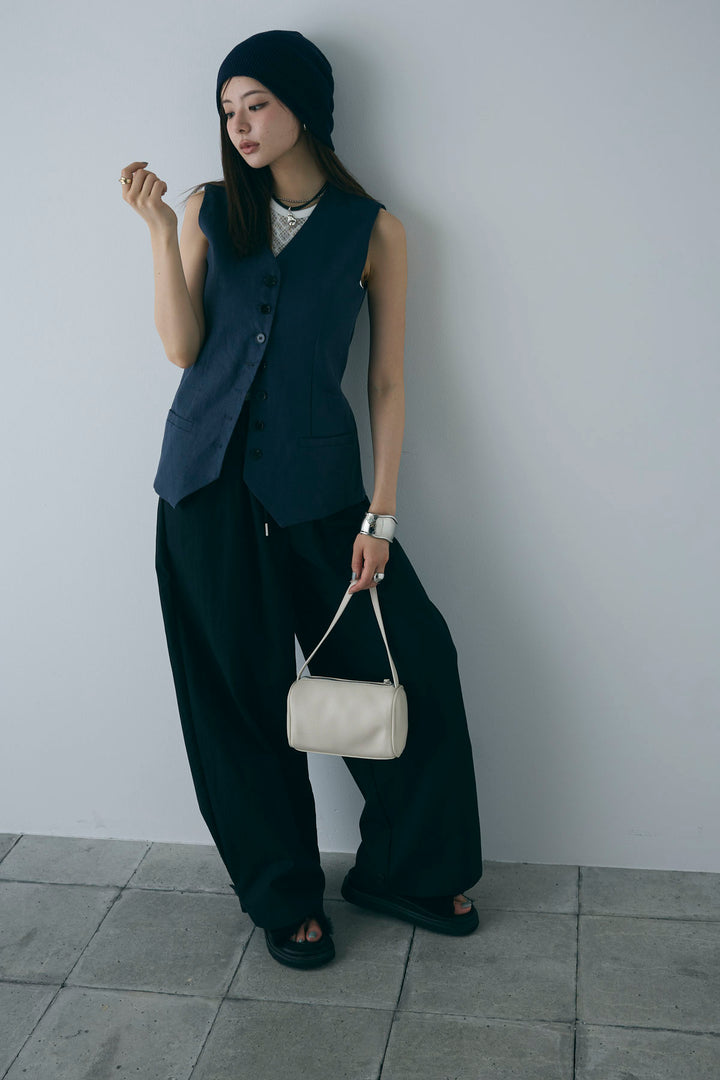 [予約/SET]リネンベスト+ストレッチレースタンク+裾ボタン絞りパンツ(3set)