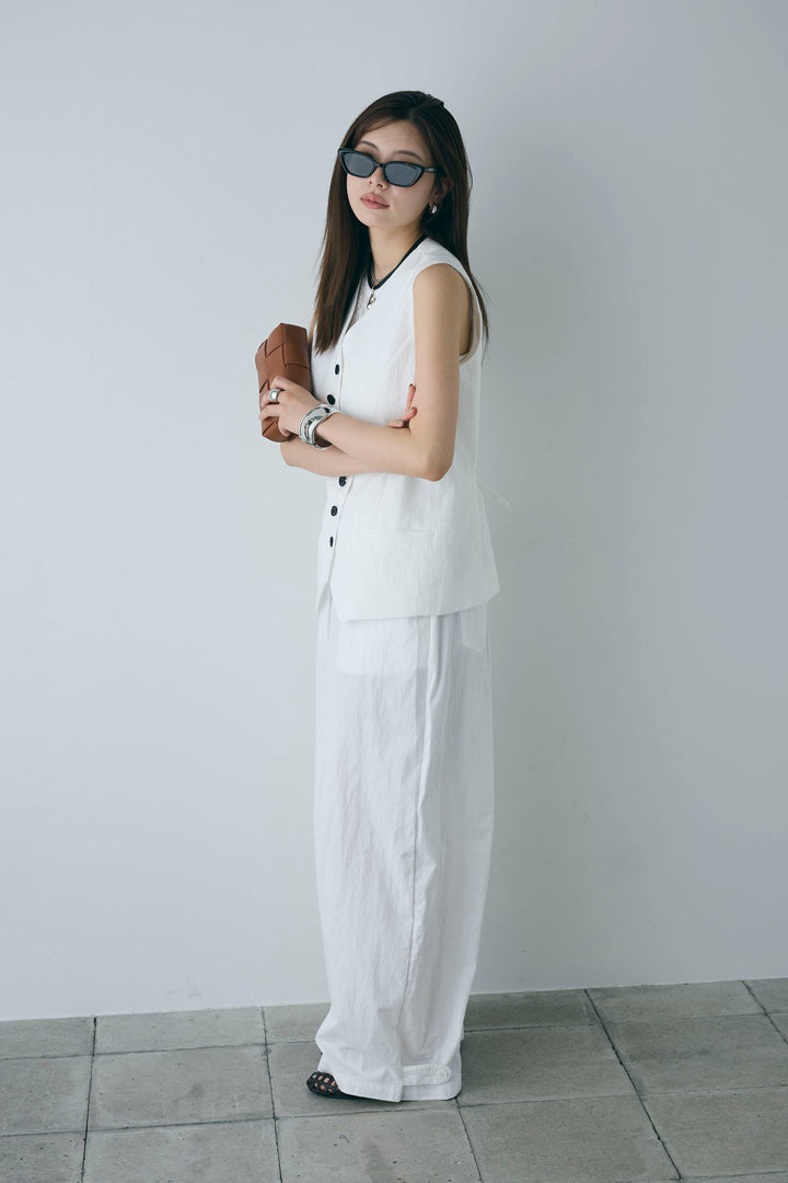 [予約/SET]リネンベスト+ストレッチレースタンク+裾ボタン絞りパンツ(3set)