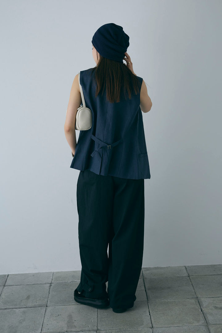 [予約/SET]リネンベスト+ストレッチレースタンク+裾ボタン絞りパンツ(3set)