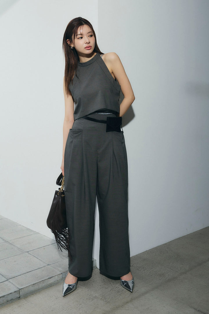 [予約/SET]ホルタービスチェセットアップ+ラメバッククロスキャミソール(2set)