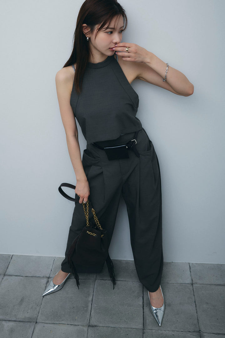 [予約/SET]ホルタービスチェセットアップ+ラメバッククロスキャミソール(2set)