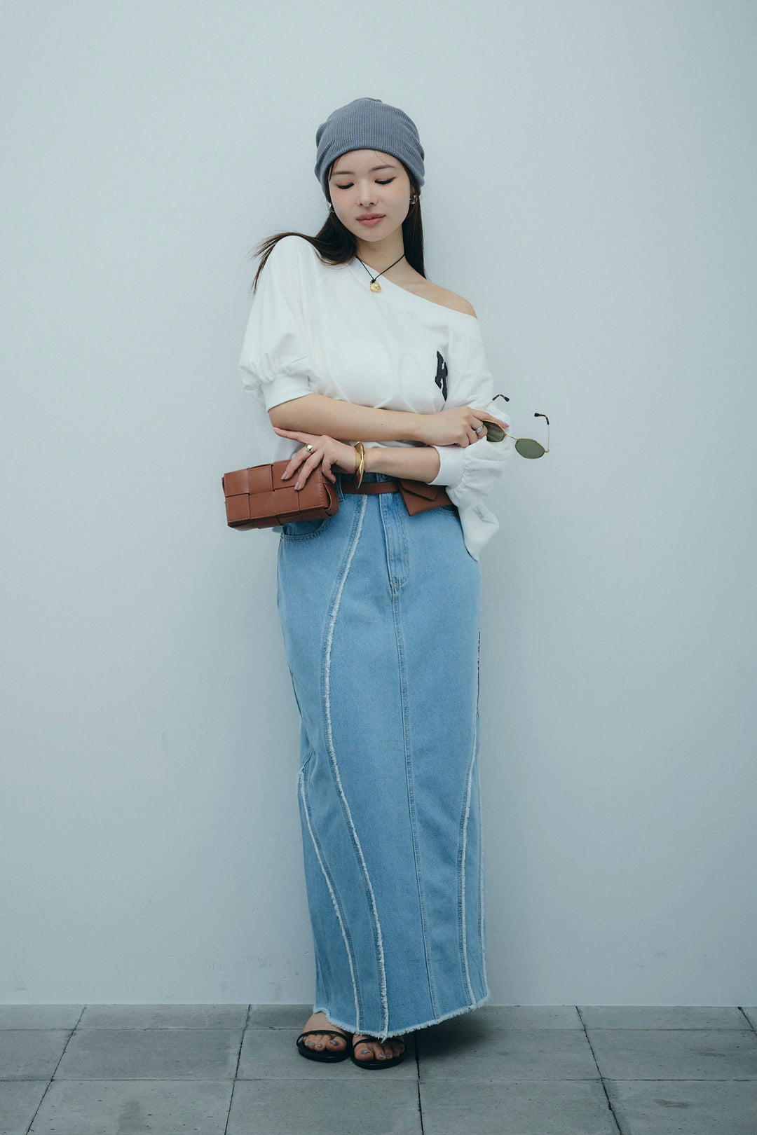 [予約]フリンジウェーブデニムスカート