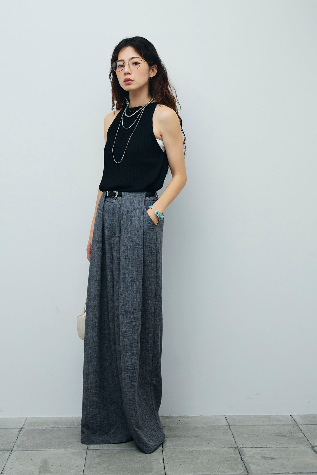 [予約]ベルト付きタックサマーパンツ