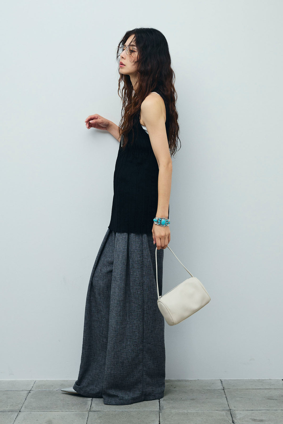 [予約/SET]プリーツアメスリニット+ベルト付きタックサマーパンツ(2set)