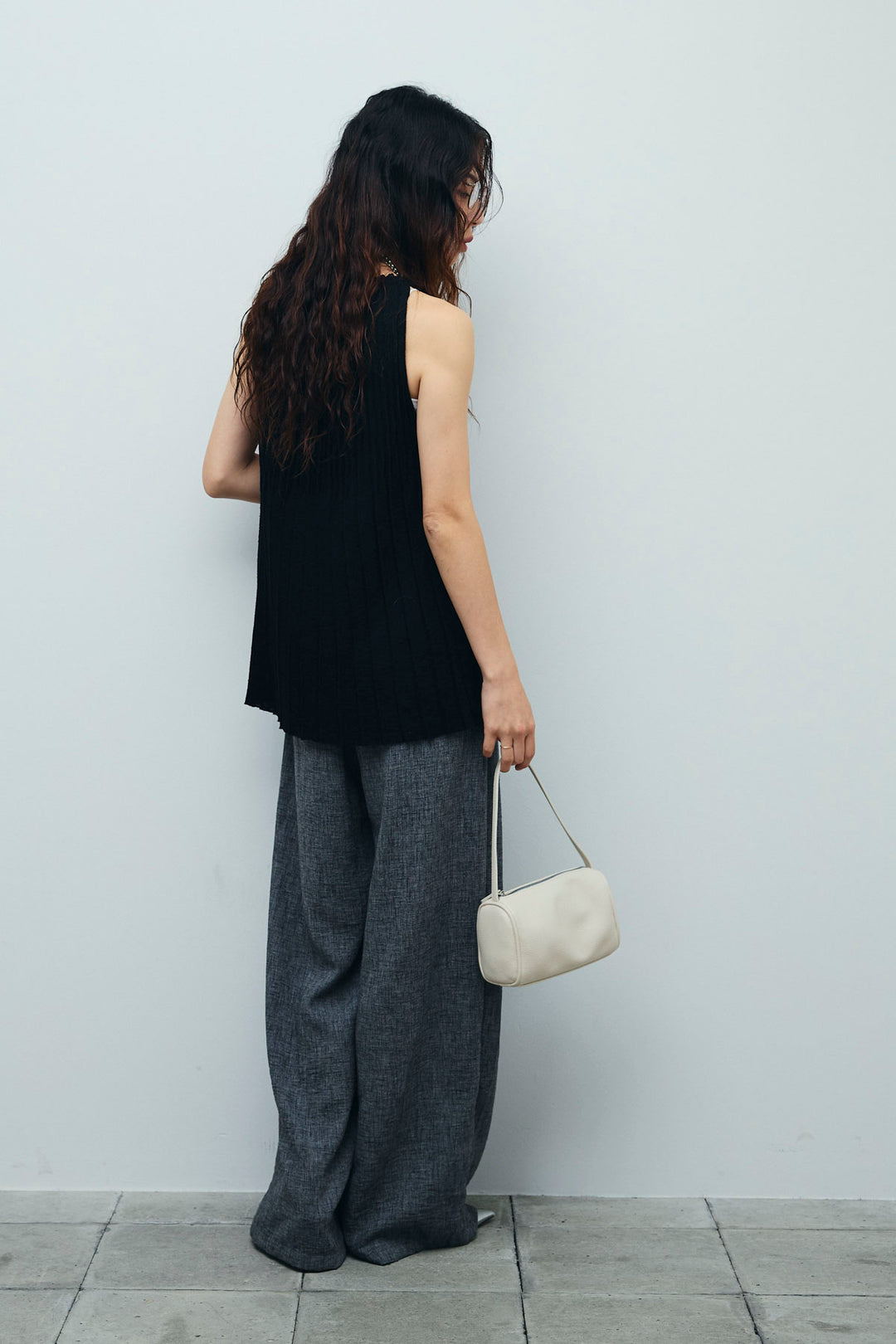 [予約/SET]プリーツアメスリニット+ベルト付きタックサマーパンツ(2set)