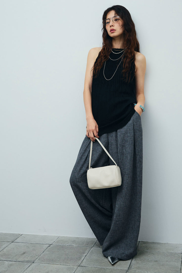 [予約/SET]プリーツアメスリニット+ベルト付きタックサマーパンツ(2set)