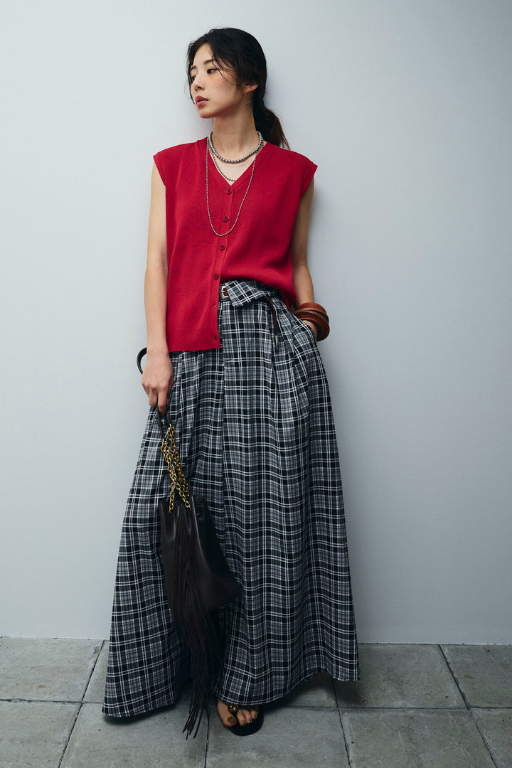 [予約]ウエスト折り返しチェックパンツ