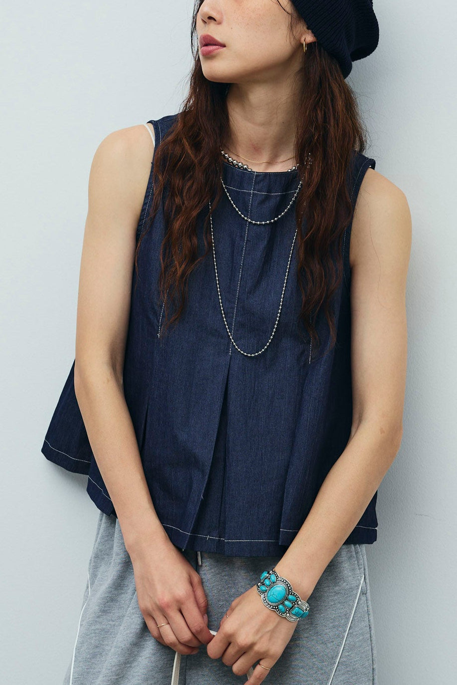 [予約]ボックスプリーツステッチブラウス