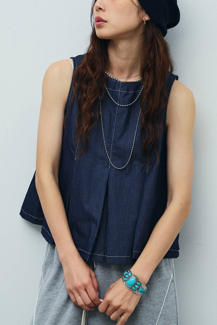 [予約]ボックスプリーツステッチブラウス