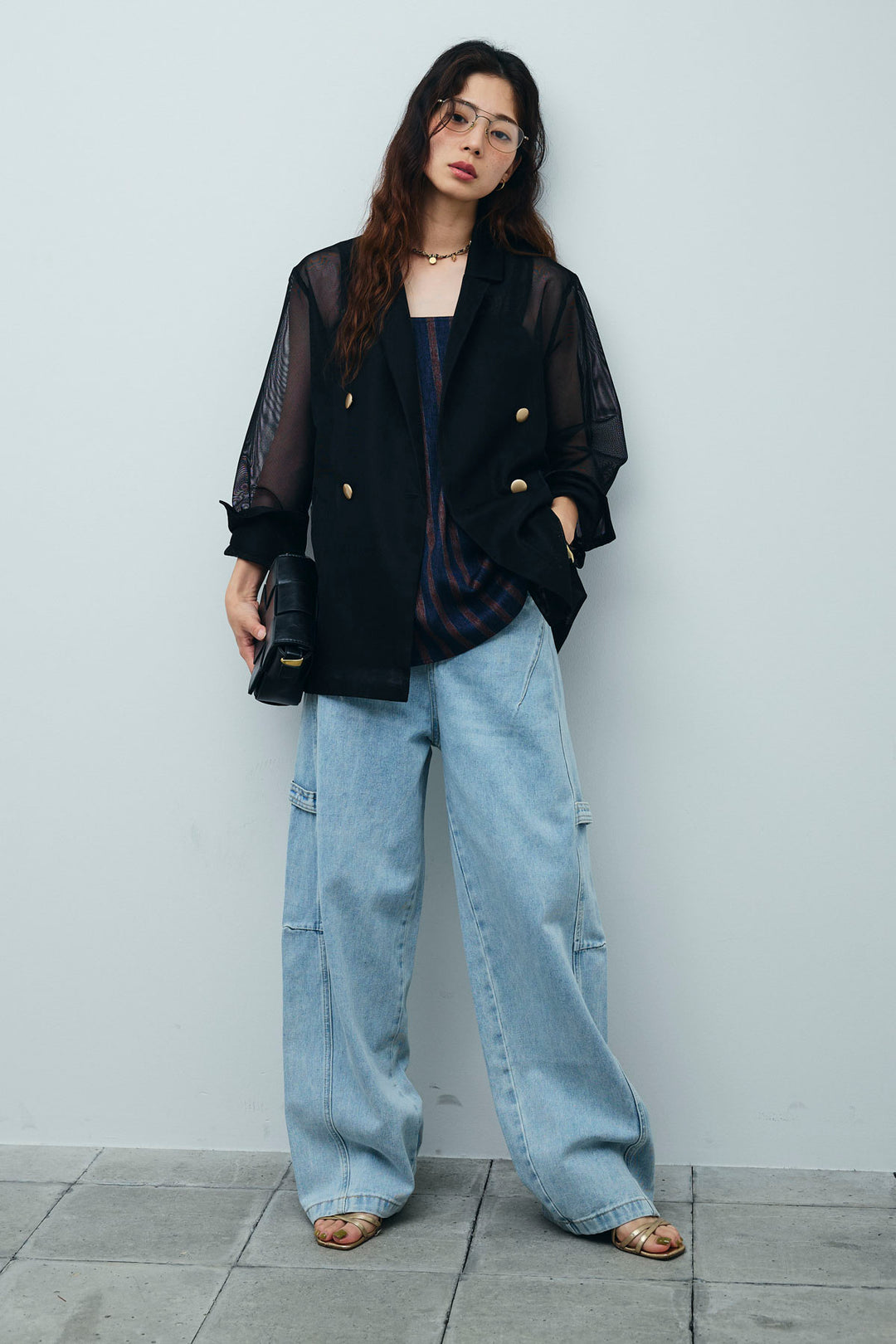 [予約/SET]シアーダブルテーラードJK+ペインターカーブデニムパンツ(2set)