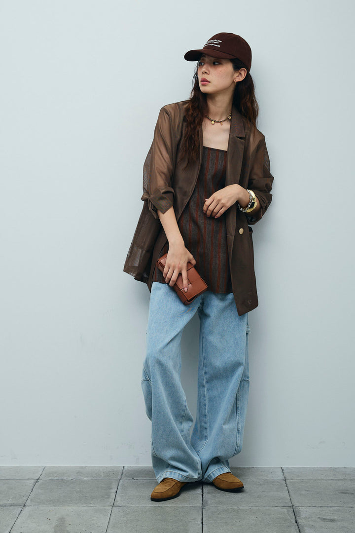 [予約/SET]シアーダブルテーラードJK+ペインターカーブデニムパンツ(2set)