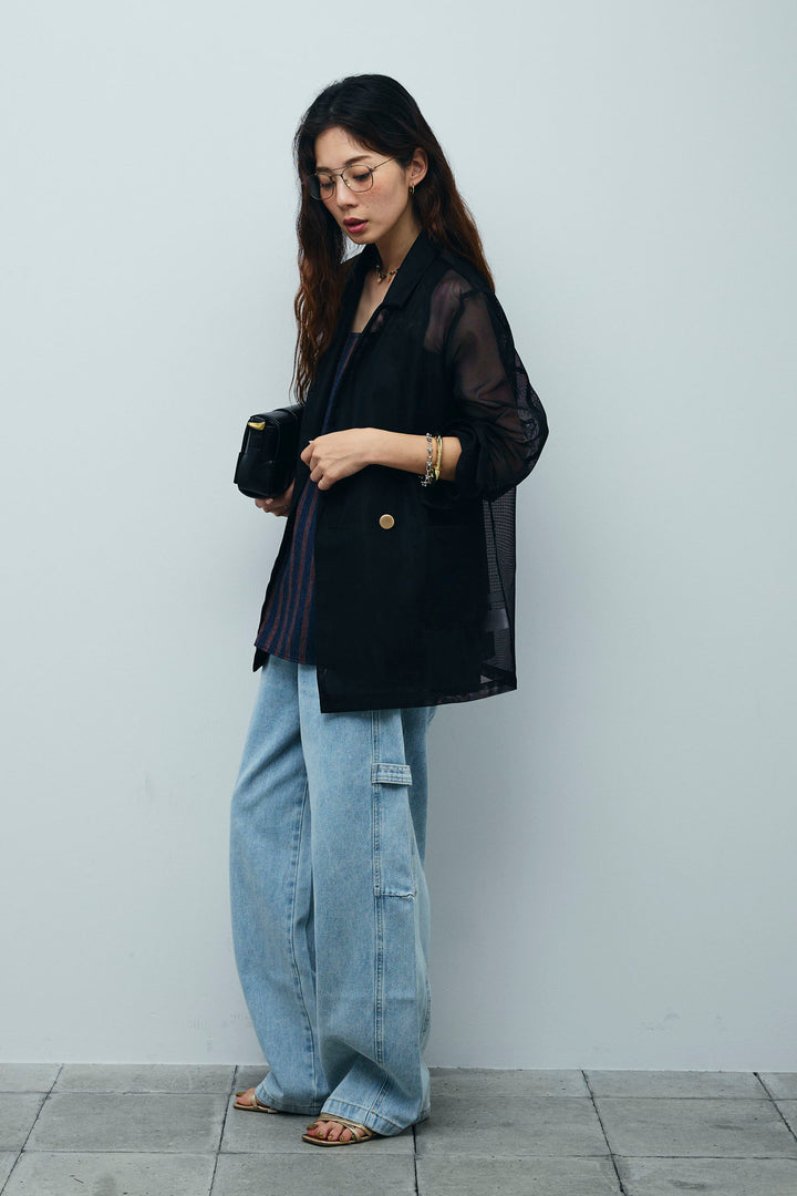 [予約/SET]シアーダブルテーラードJK+ペインターカーブデニムパンツ(2set)