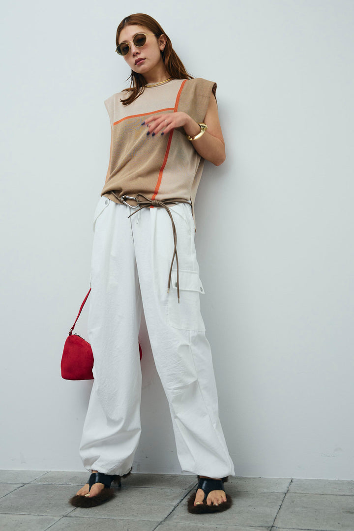 [予約/SET]リネンタッチ配色フレンチプルオーバー+カーゴパンツ(2set)