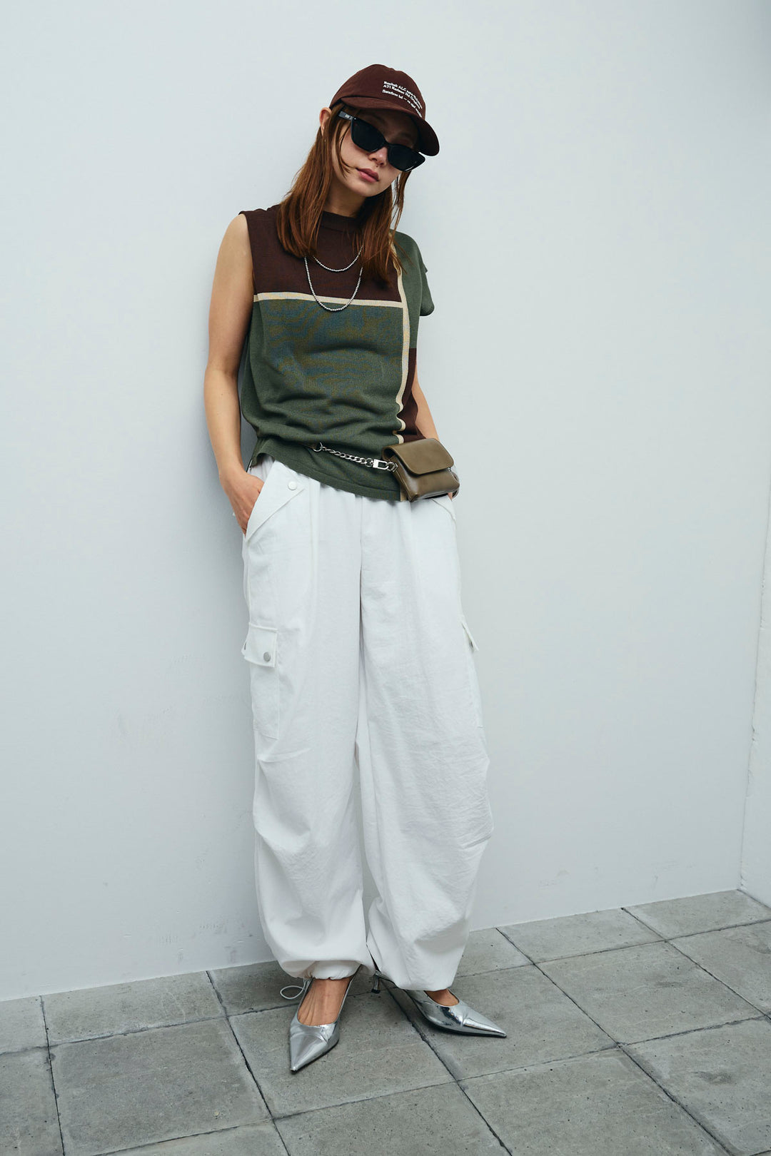 [予約/SET]リネンタッチ配色フレンチプルオーバー+カーゴパンツ(2set)