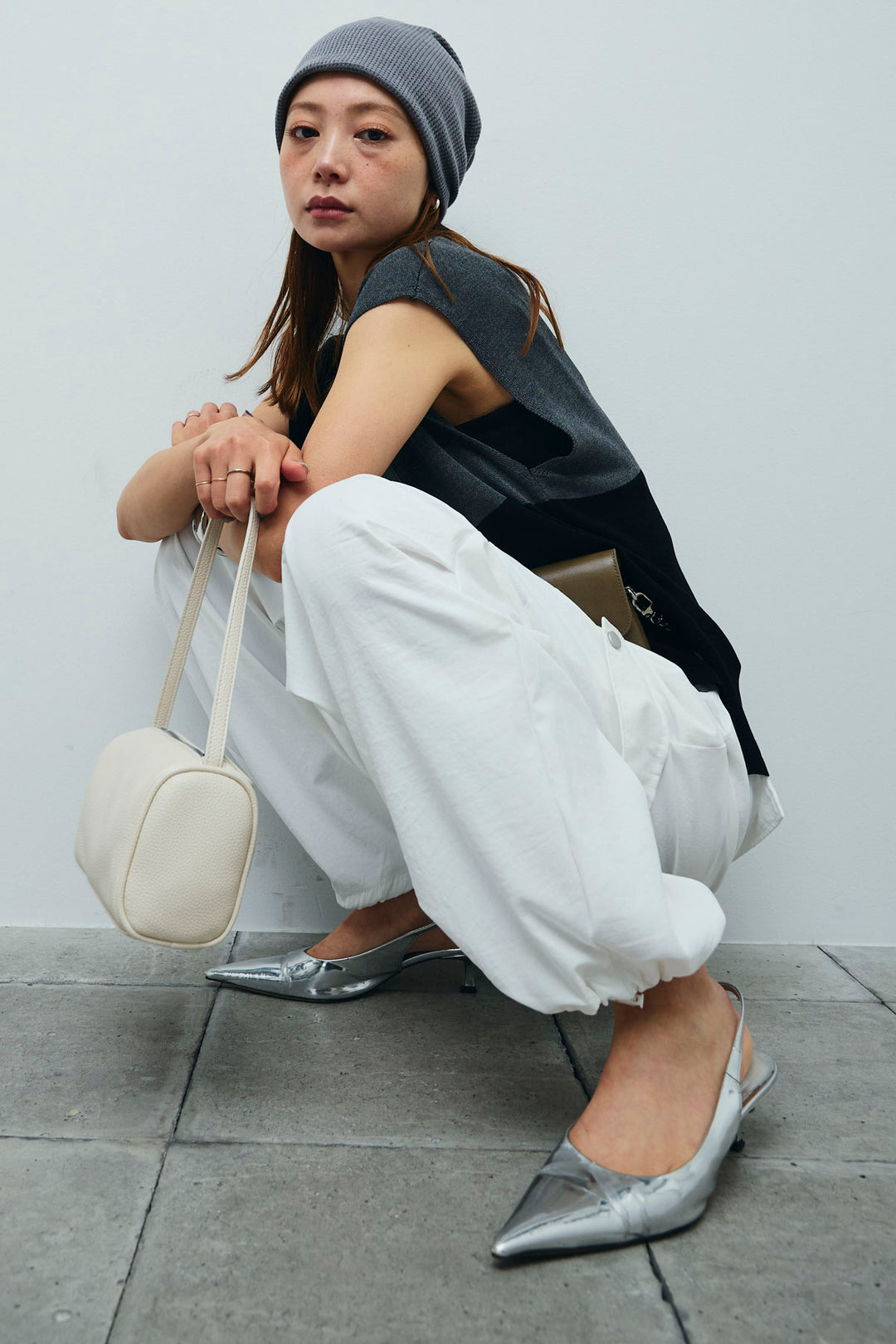 [予約/SET]リネンタッチ配色フレンチプルオーバー+カーゴパンツ(2set)