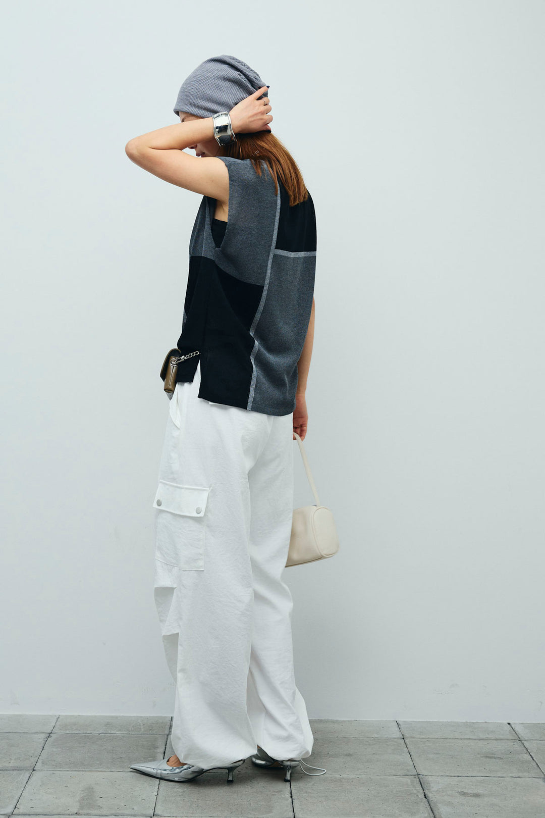 [予約/SET]リネンタッチ配色フレンチプルオーバー+カーゴパンツ(2set)