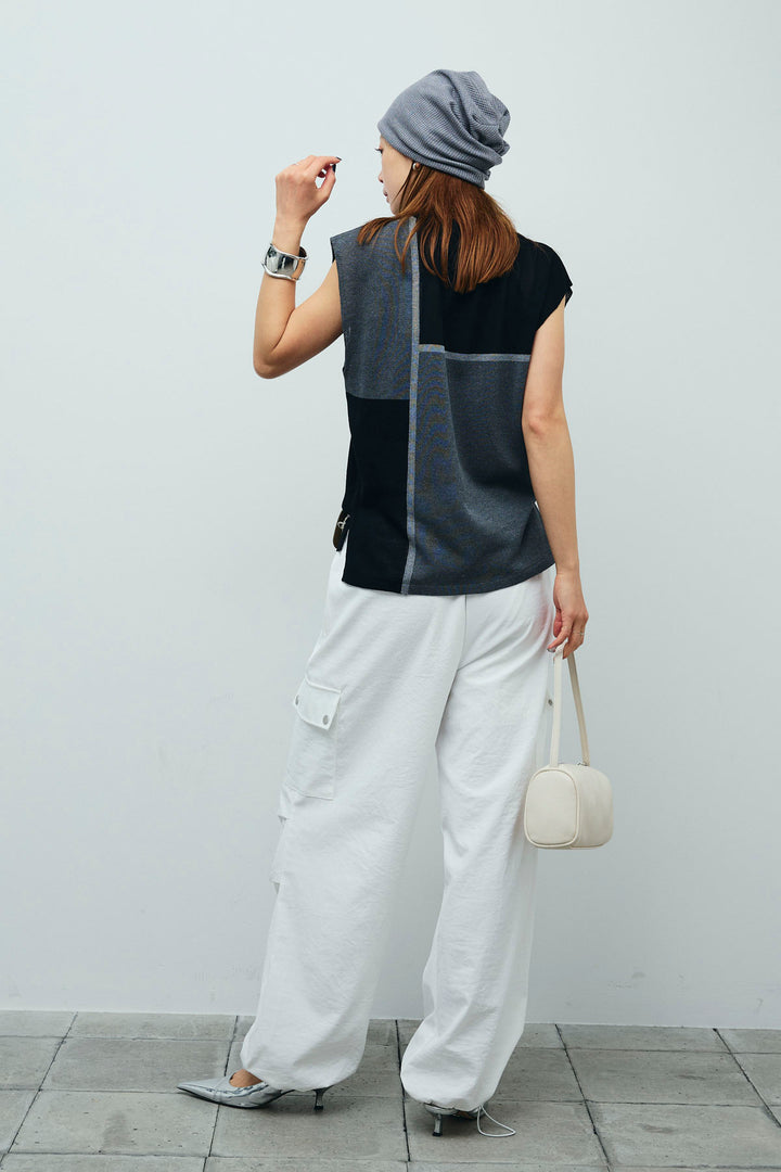 [予約/SET]リネンタッチ配色フレンチプルオーバー+カーゴパンツ(2set)